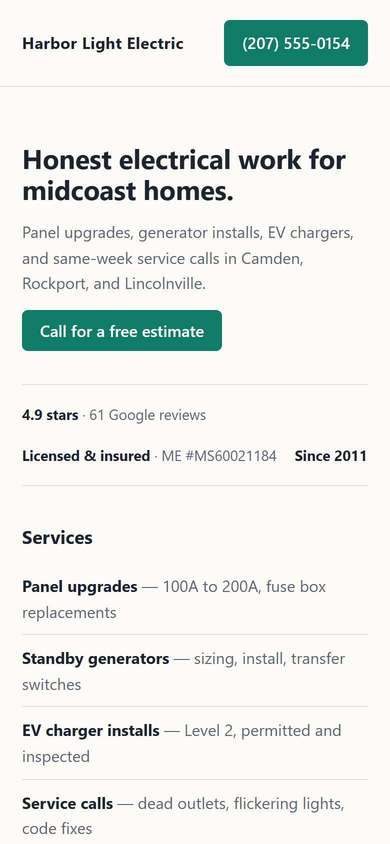 A fine fixture: clean modern one-pager